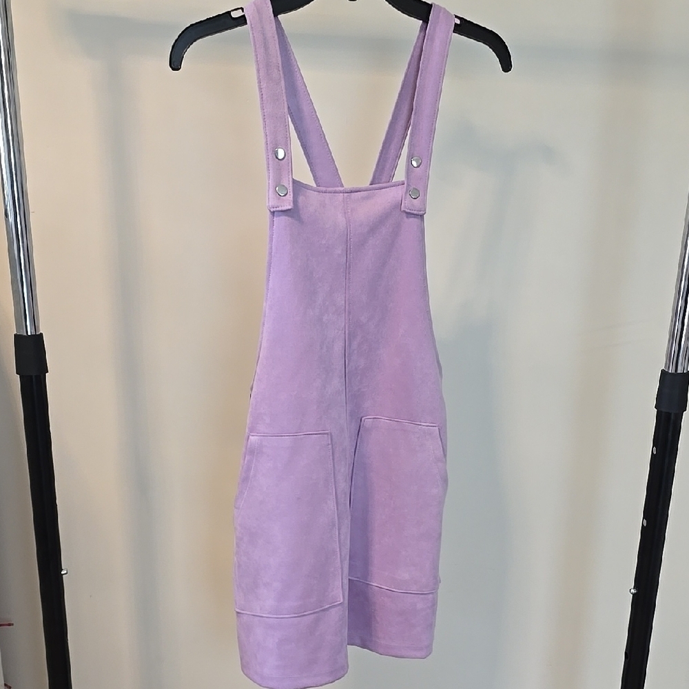 Purple Suede Overall Dress